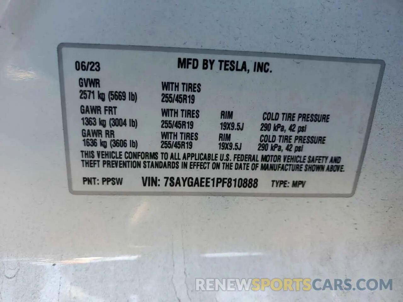 15 Photograph of a damaged car 7SAYGAEE1PF810888 TESLA MODEL Y 2023