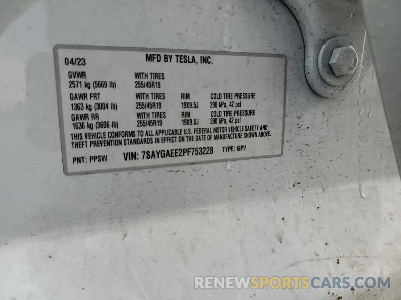 14 Photograph of a damaged car 7SAYGAEE2PF753228 TESLA MODEL Y 2023