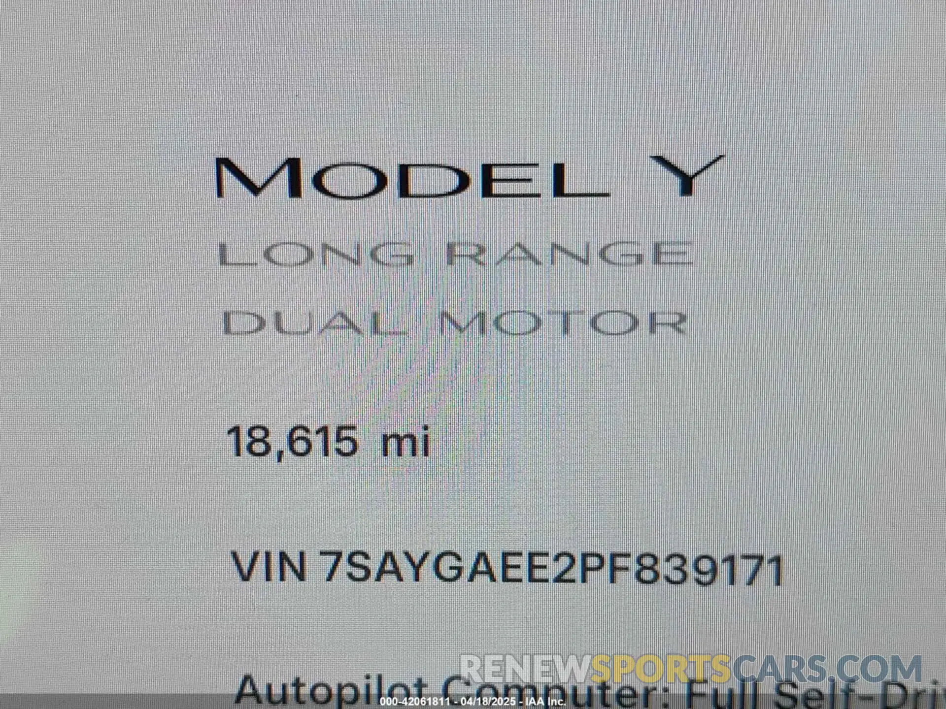 15 Photograph of a damaged car 7SAYGAEE2PF839171 TESLA MODEL Y 2023
