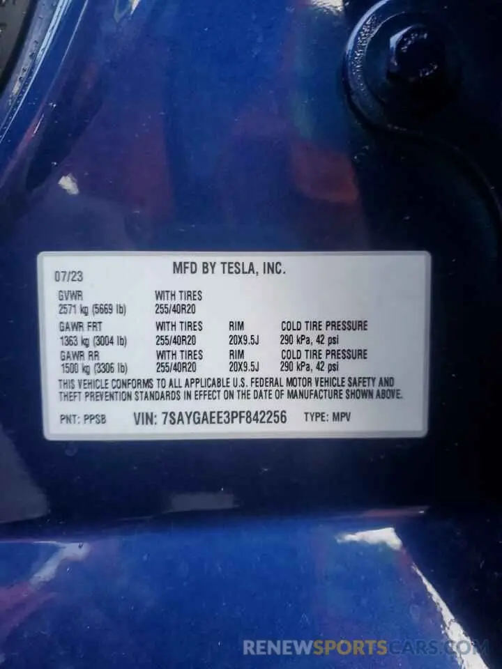 13 Photograph of a damaged car 7SAYGAEE3PF842256 TESLA MODEL Y 2023