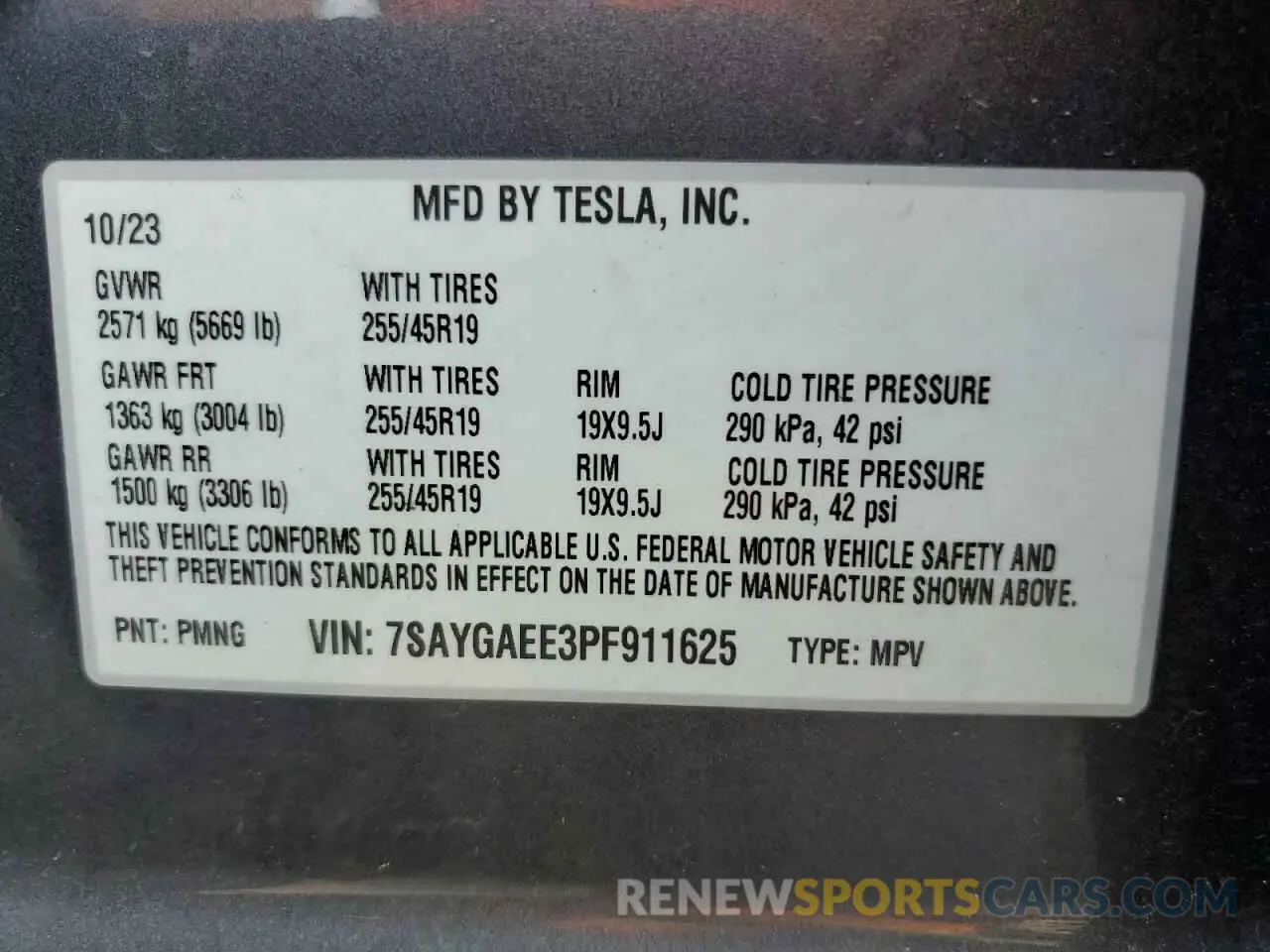 12 Photograph of a damaged car 7SAYGAEE3PF911625 TESLA MODEL Y 2023