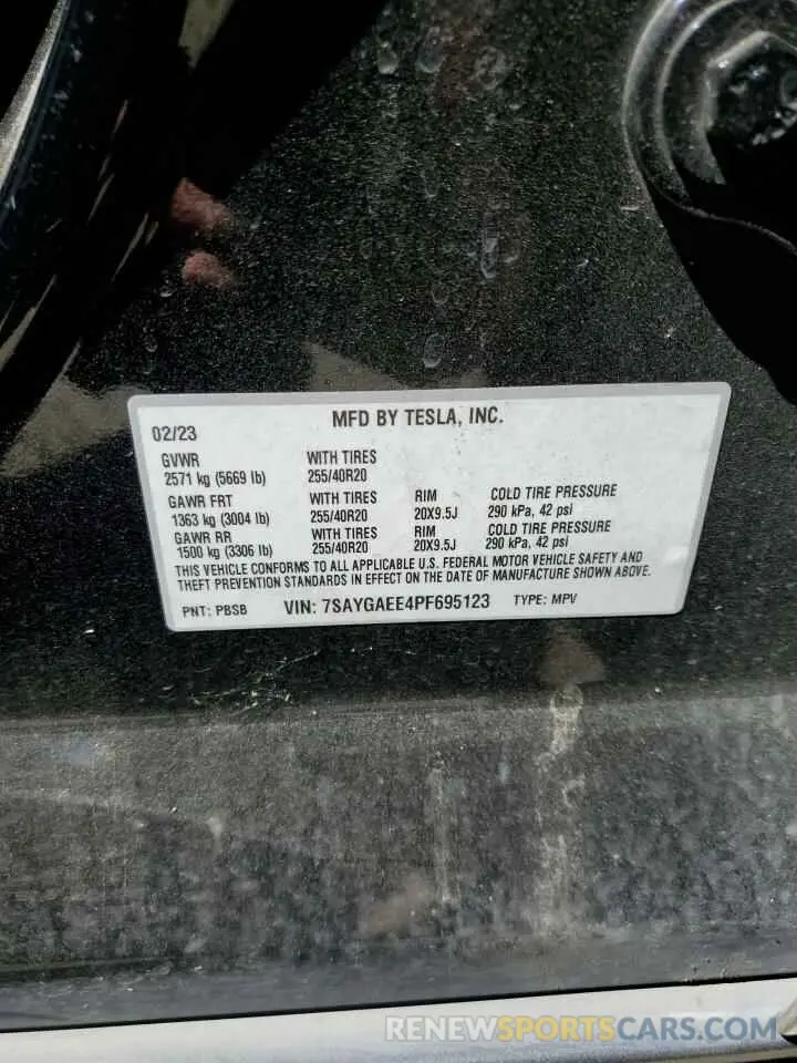 12 Photograph of a damaged car 7SAYGAEE4PF695123 TESLA MODEL Y 2023