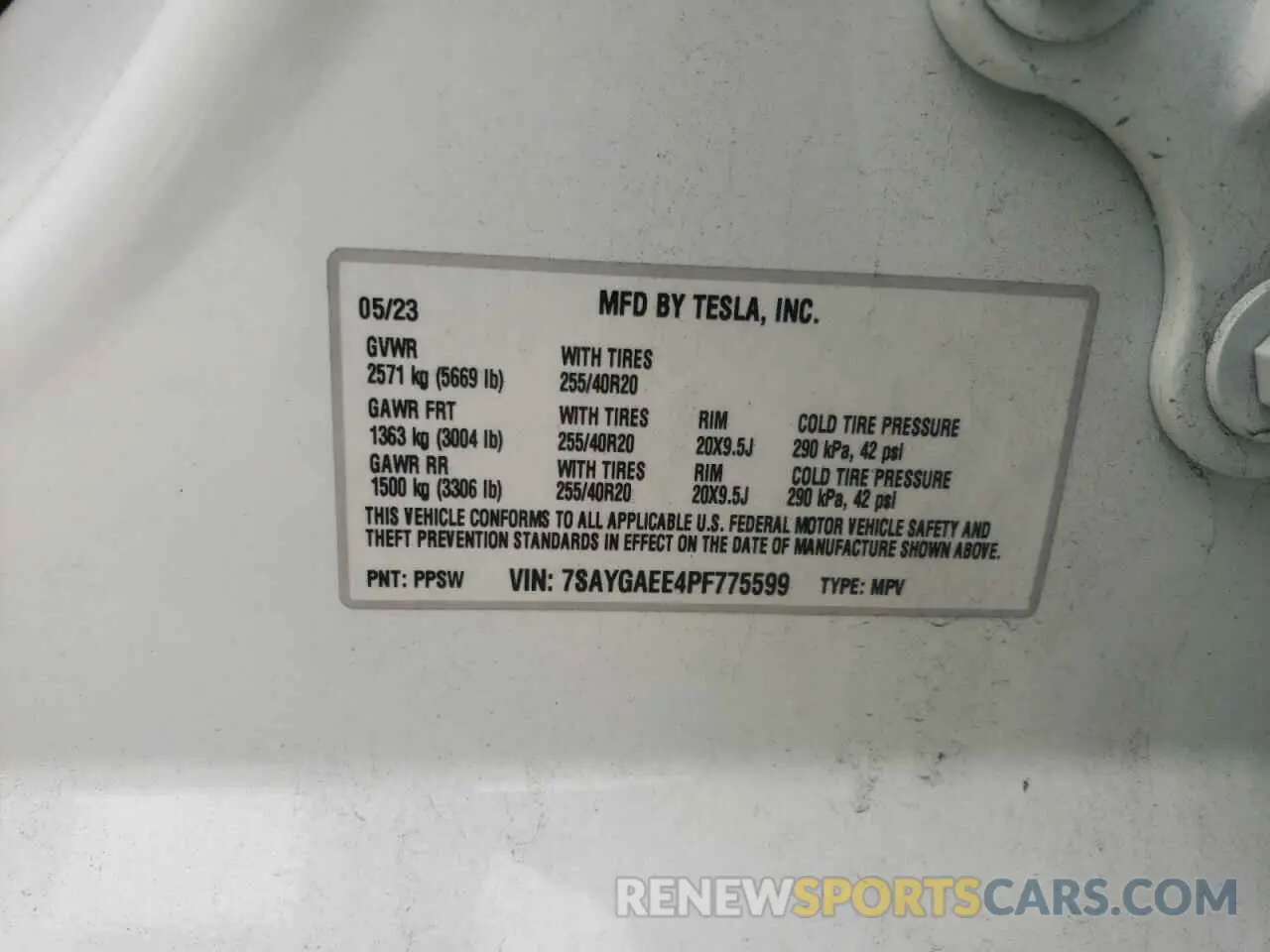 13 Photograph of a damaged car 7SAYGAEE4PF775599 TESLA MODEL Y 2023