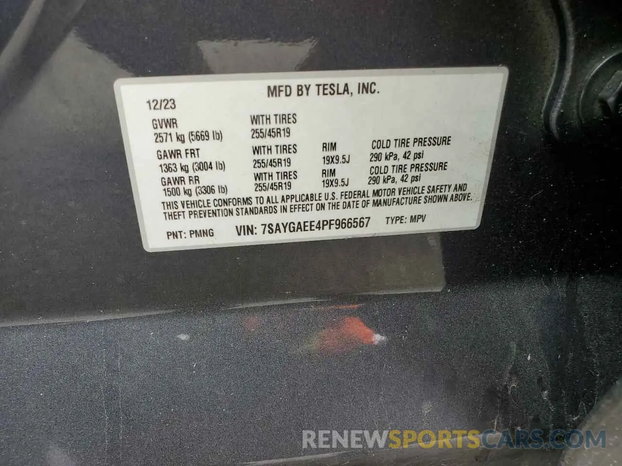 13 Photograph of a damaged car 7SAYGAEE4PF966567 TESLA MODEL Y 2023