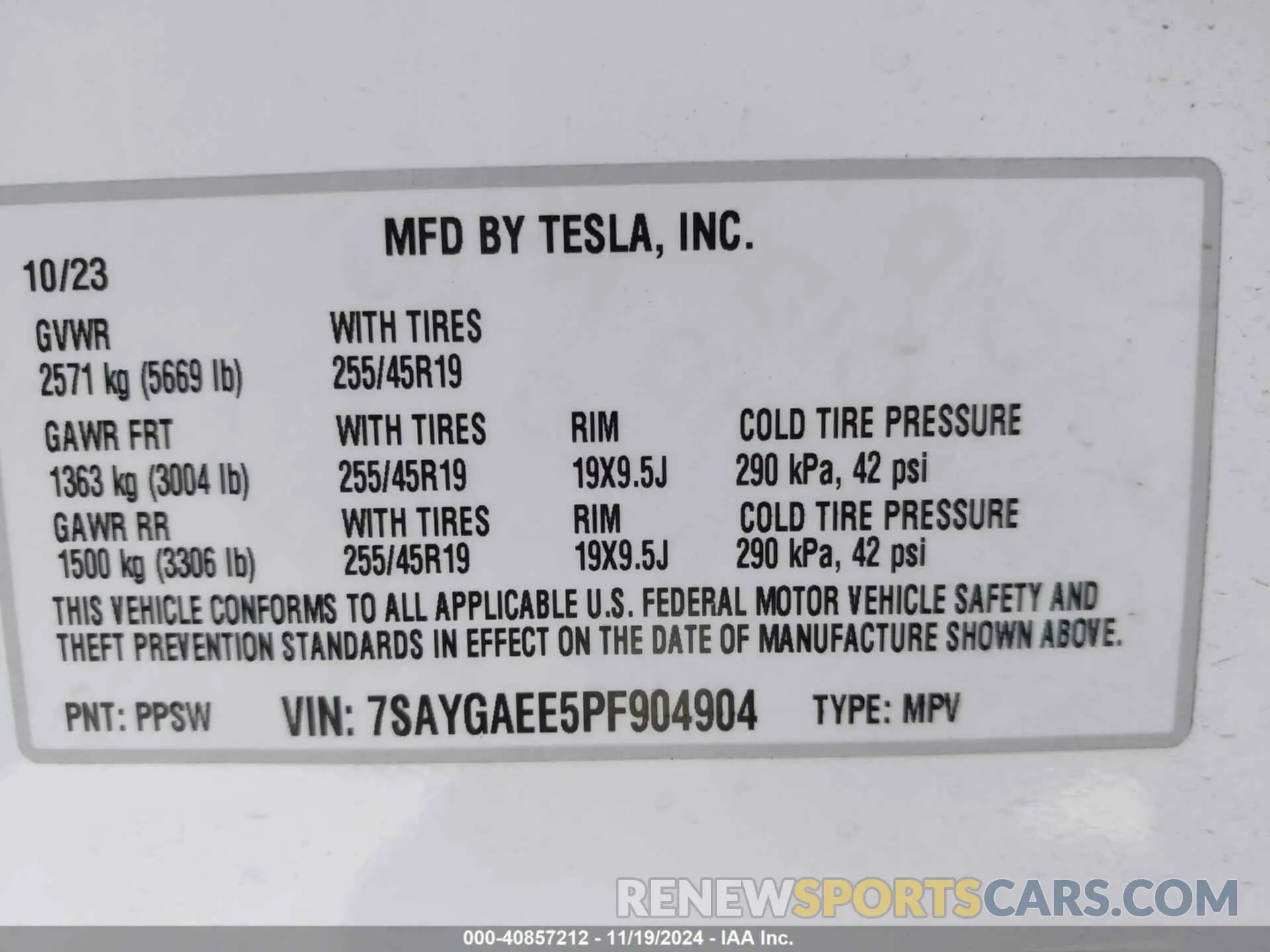 9 Photograph of a damaged car 7SAYGAEE5PF904904 TESLA MODEL Y 2023