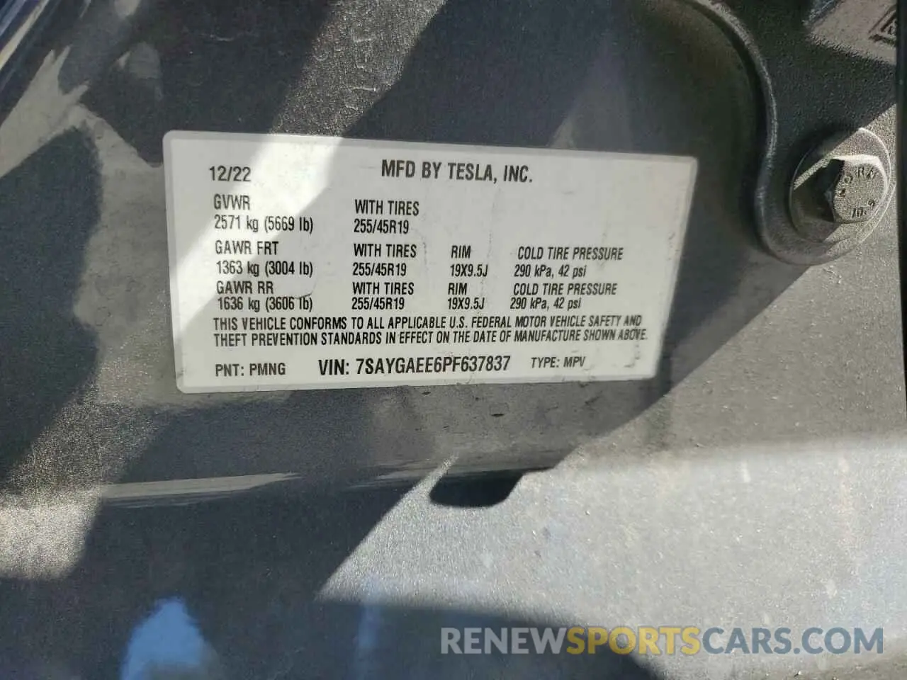 14 Photograph of a damaged car 7SAYGAEE6PF637837 TESLA MODEL Y 2023