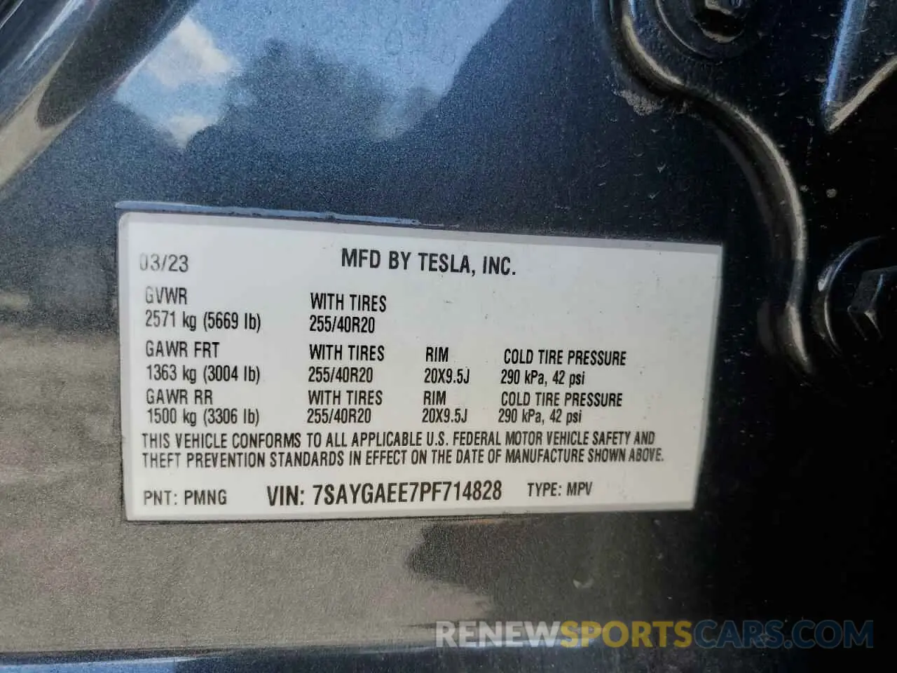 14 Photograph of a damaged car 7SAYGAEE7PF714828 TESLA MODEL Y 2023