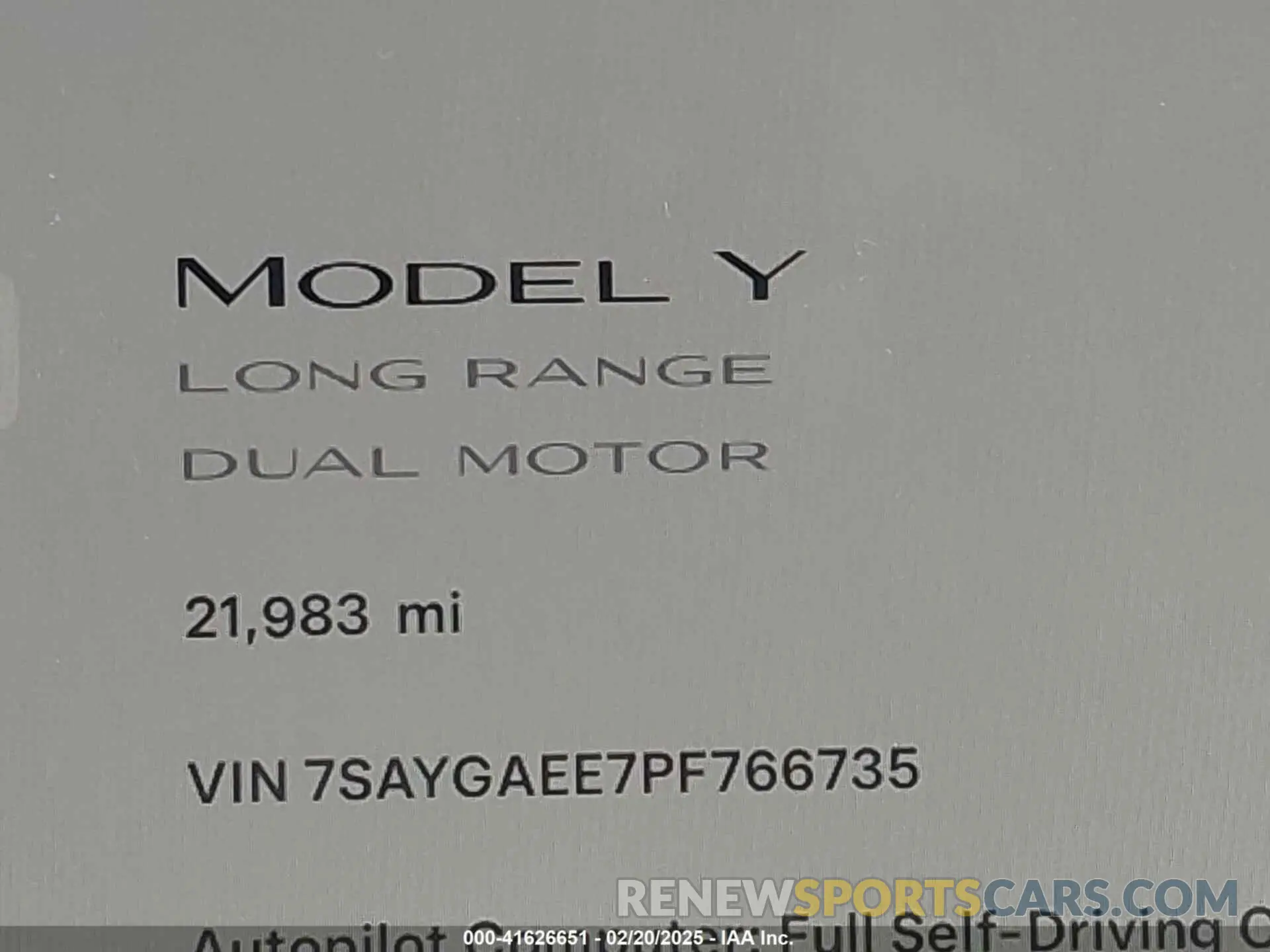 16 Photograph of a damaged car 7SAYGAEE7PF766735 TESLA MODEL Y 2023