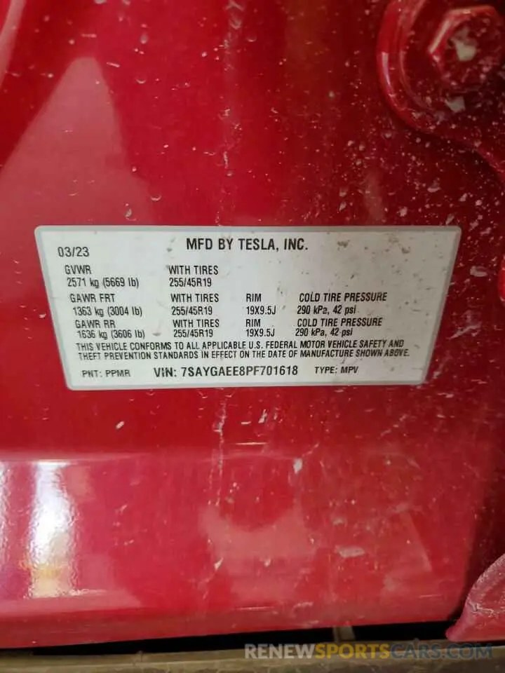 13 Photograph of a damaged car 7SAYGAEE8PF701618 TESLA MODEL Y 2023