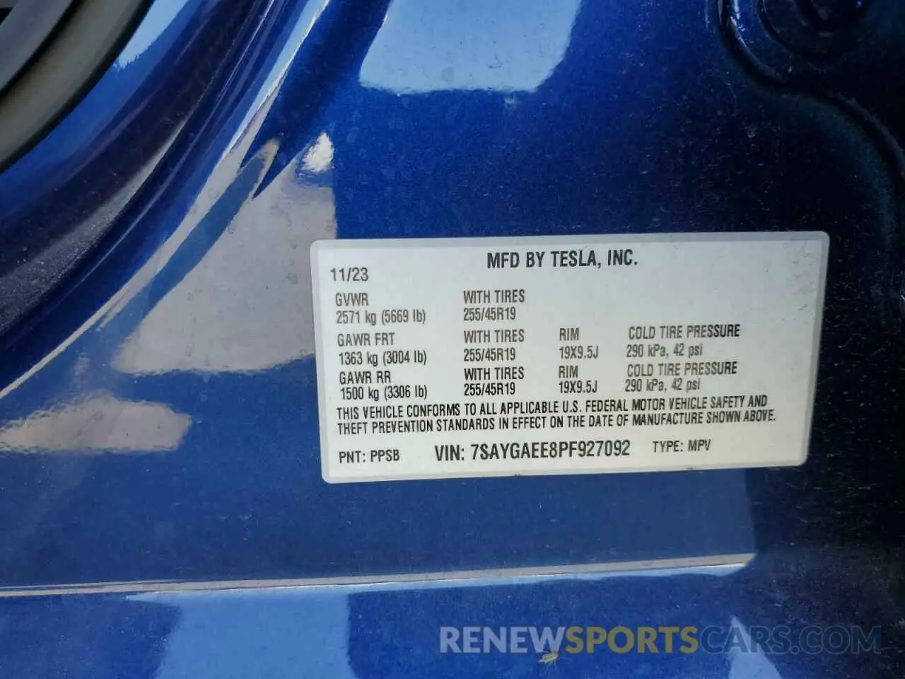 12 Photograph of a damaged car 7SAYGAEE8PF927092 TESLA MODEL Y 2023