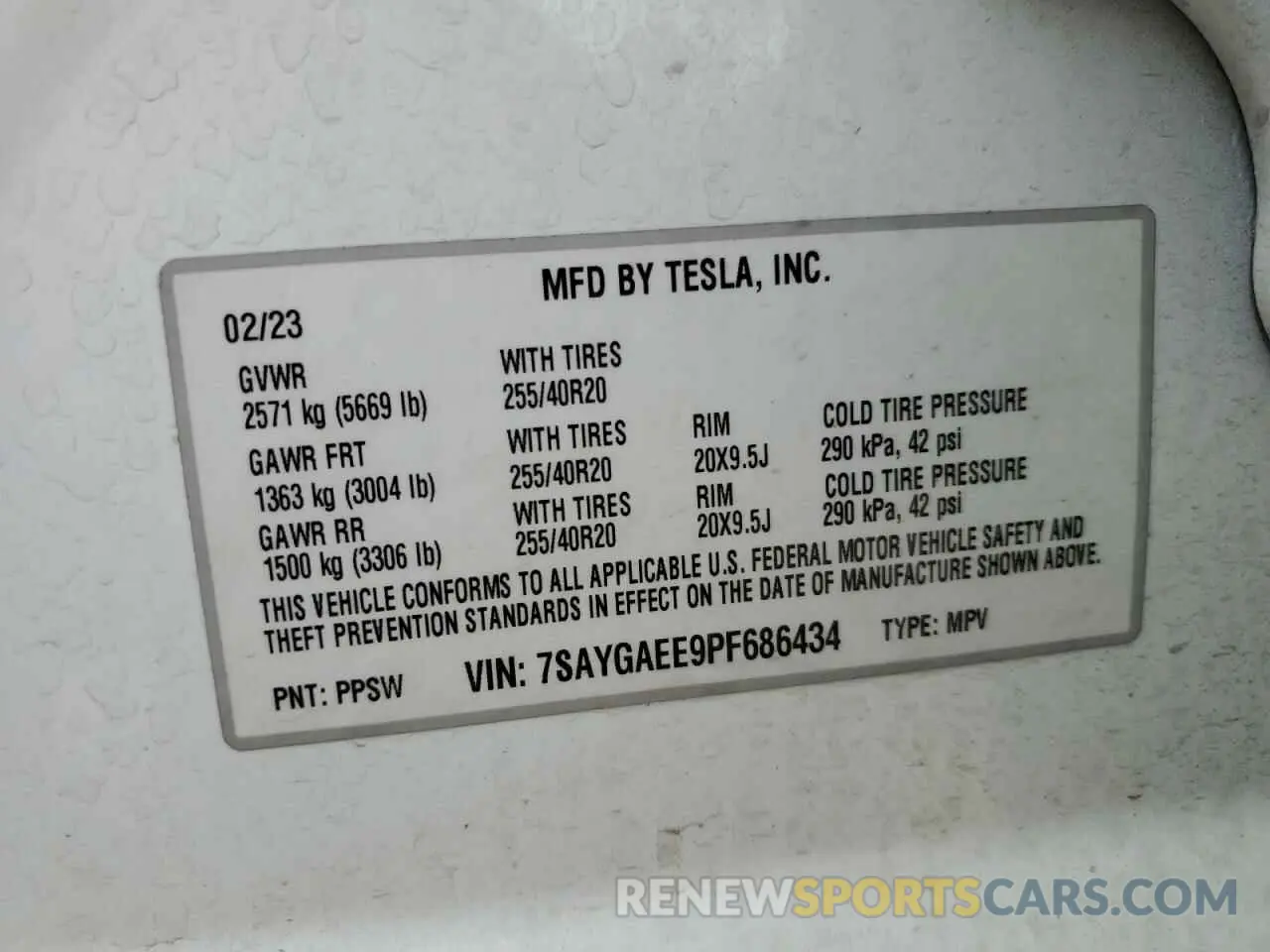 14 Photograph of a damaged car 7SAYGAEE9PF686434 TESLA MODEL Y 2023