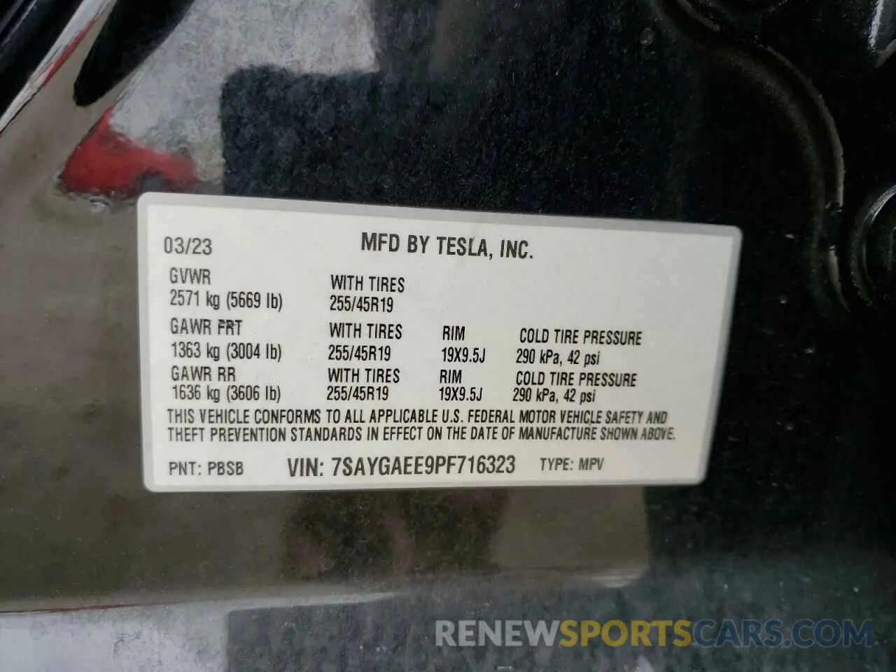 14 Photograph of a damaged car 7SAYGAEE9PF716323 TESLA MODEL Y 2023
