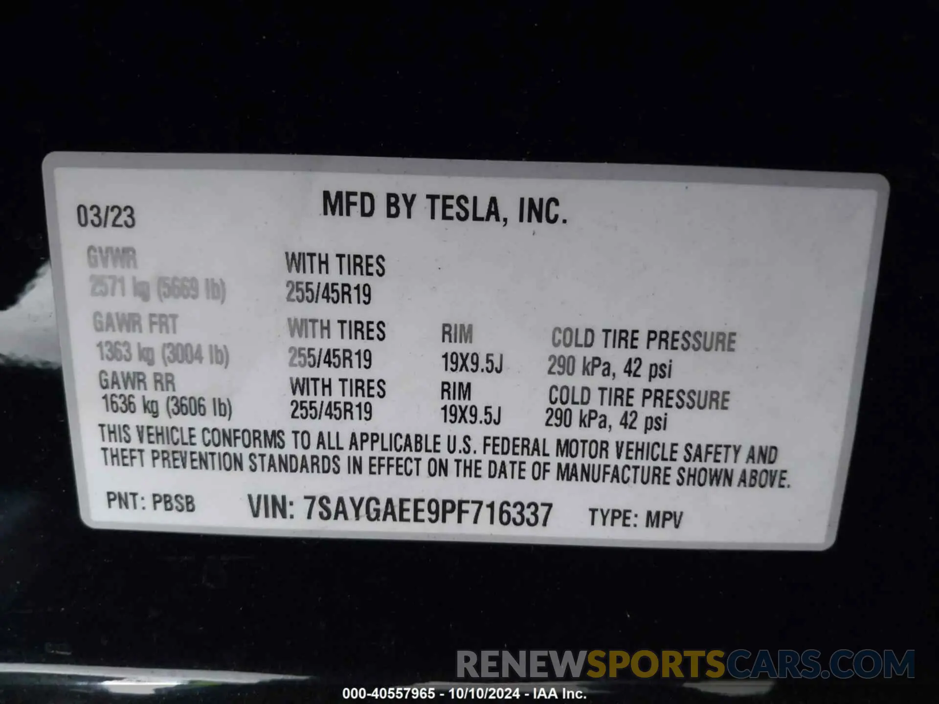 9 Photograph of a damaged car 7SAYGAEE9PF716337 TESLA MODEL Y 2023