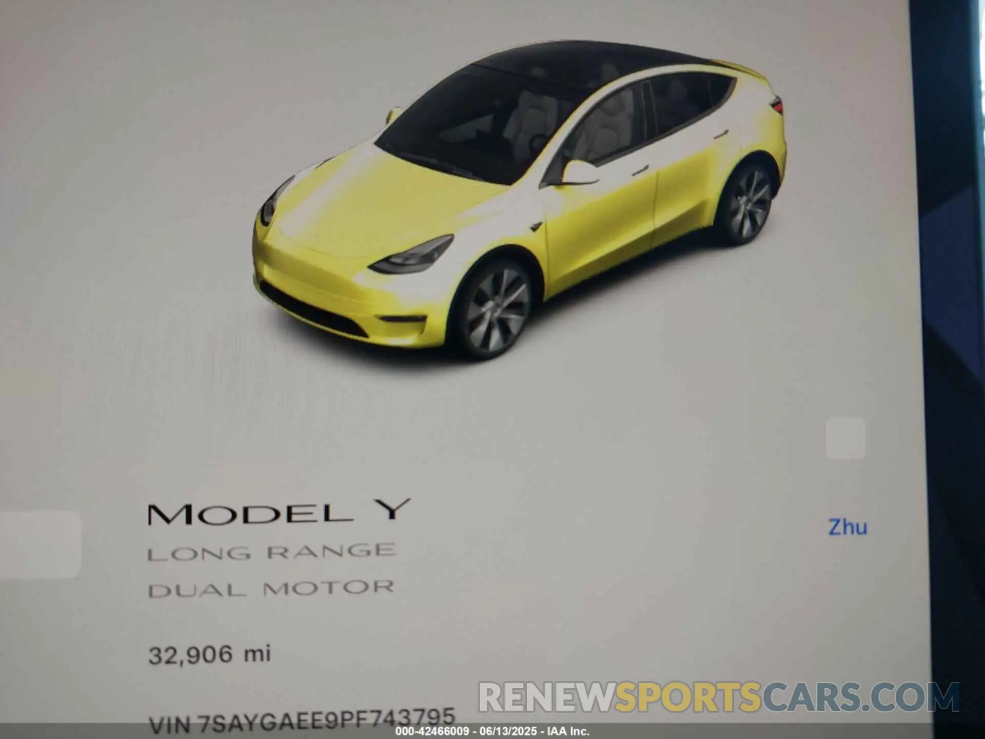 7 Photograph of a damaged car 7SAYGAEE9PF743795 TESLA MODEL Y 2023