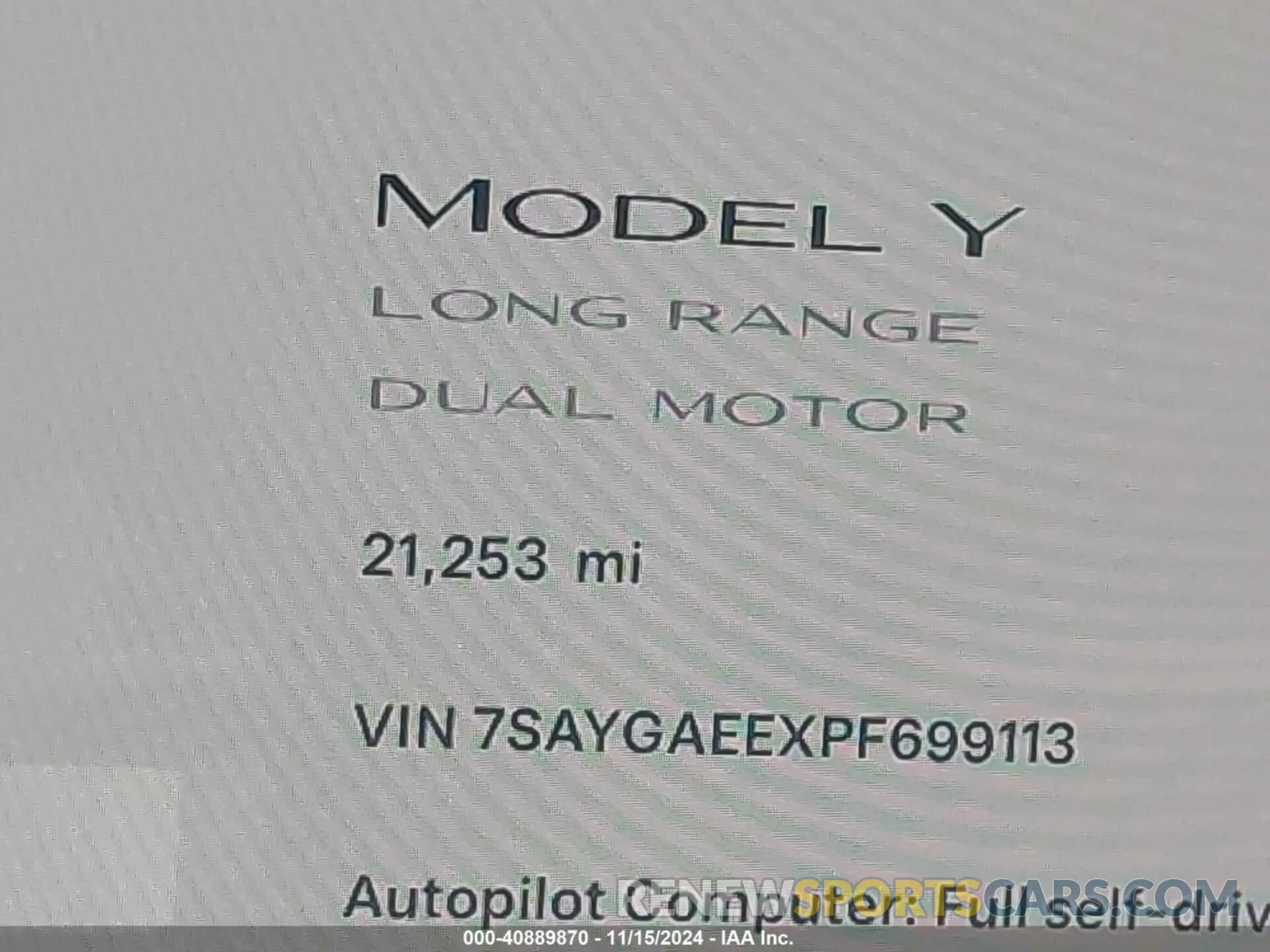 7 Photograph of a damaged car 7SAYGAEEXPF699113 TESLA MODEL Y 2023