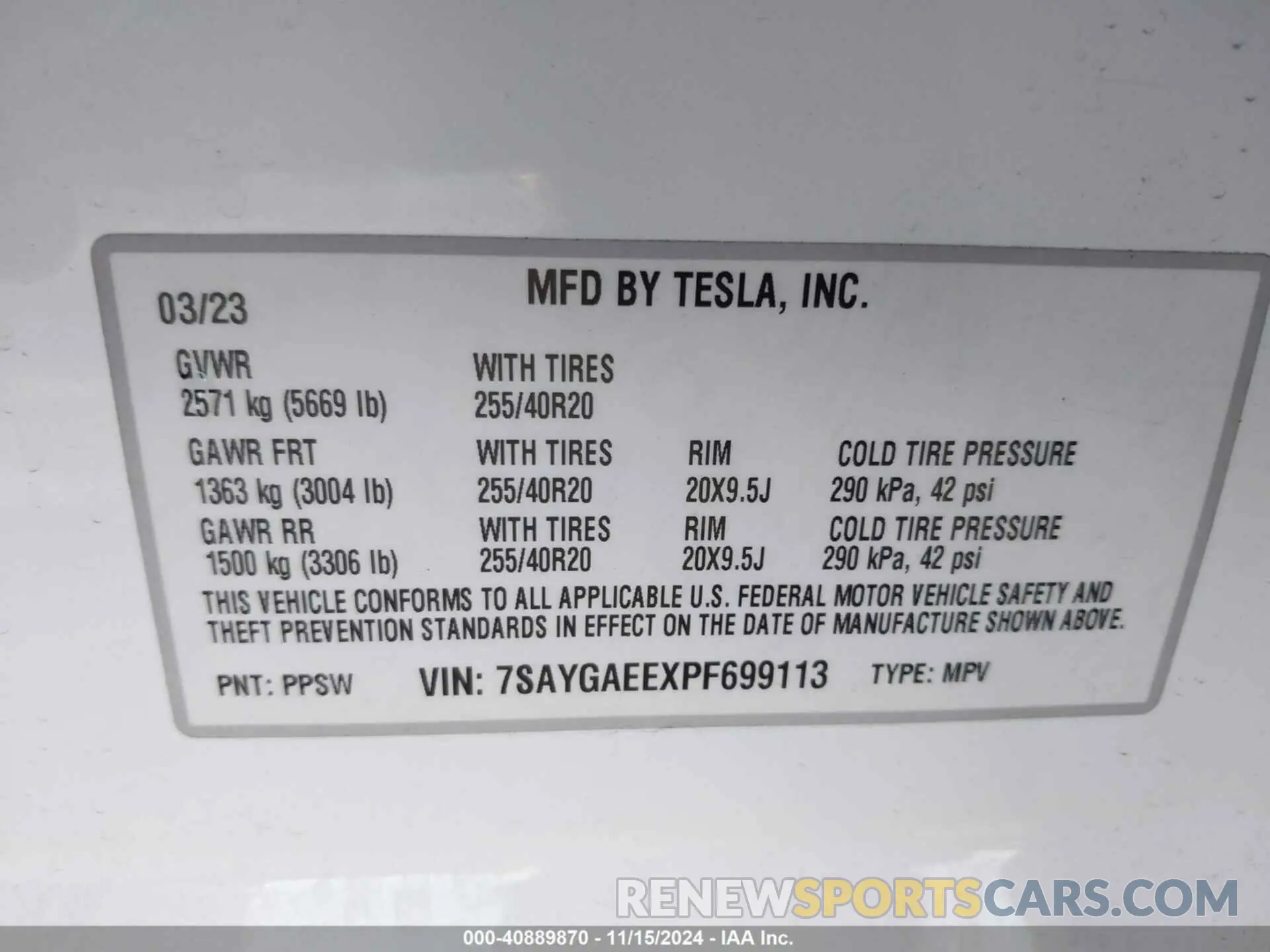 9 Photograph of a damaged car 7SAYGAEEXPF699113 TESLA MODEL Y 2023
