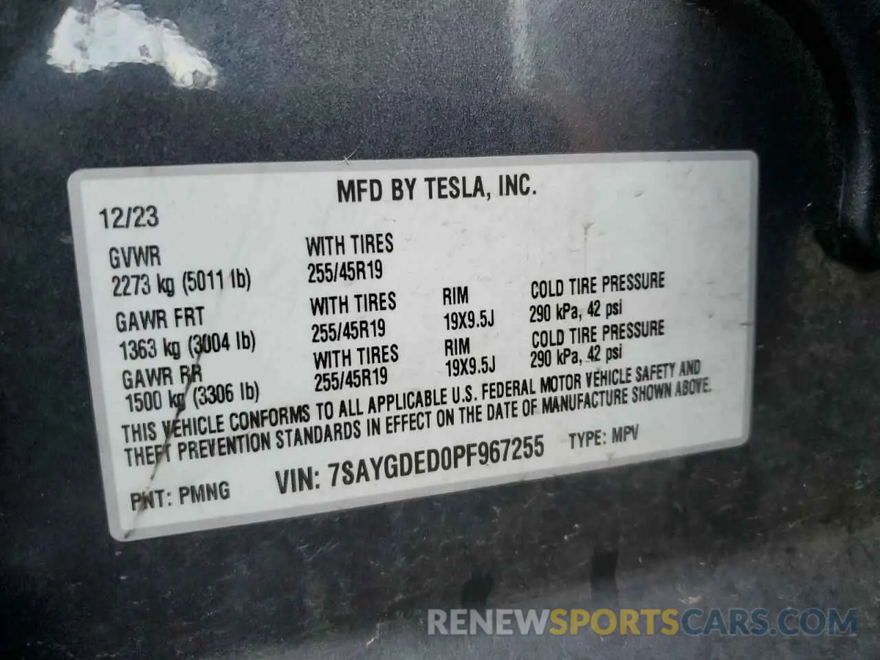 12 Photograph of a damaged car 7SAYGDED0PF967255 TESLA MODEL Y 2023