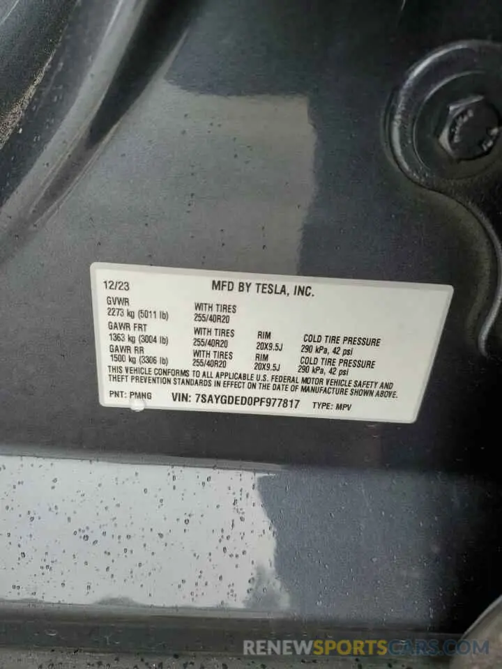 14 Photograph of a damaged car 7SAYGDED0PF977817 TESLA MODEL Y 2023