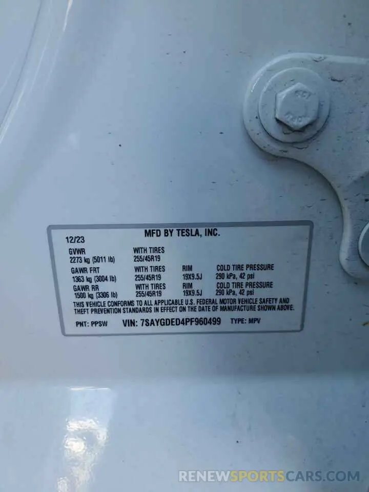 13 Photograph of a damaged car 7SAYGDED4PF960499 TESLA MODEL Y 2023