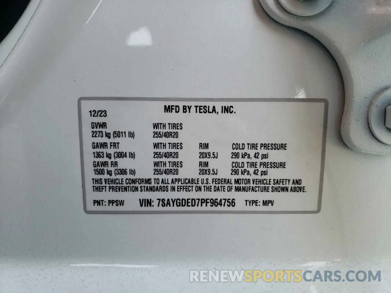 13 Photograph of a damaged car 7SAYGDED7PF964756 TESLA MODEL Y 2023