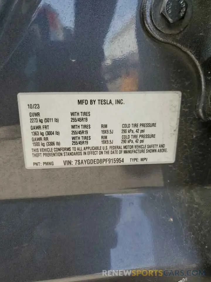 13 Photograph of a damaged car 7SAYGDED8PF915954 TESLA MODEL Y 2023