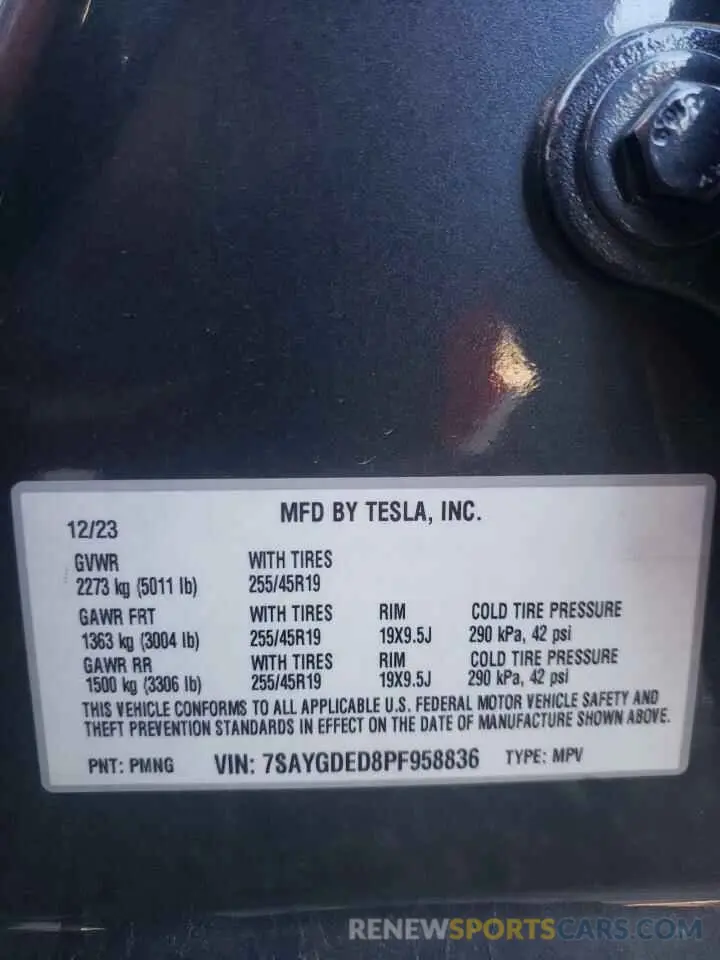 15 Photograph of a damaged car 7SAYGDED8PF958836 TESLA MODEL Y 2023