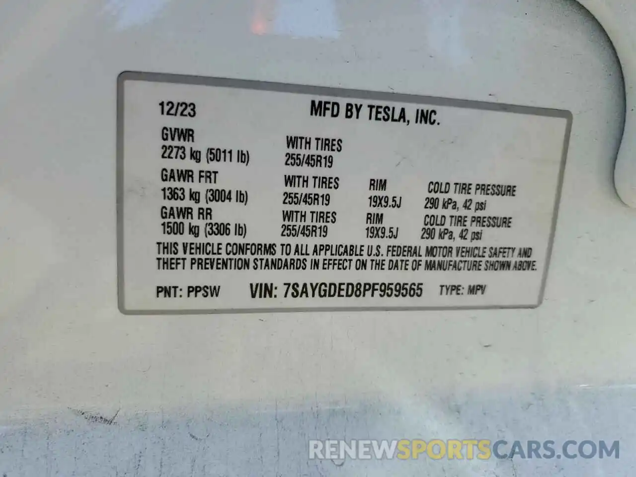 13 Photograph of a damaged car 7SAYGDED8PF959565 TESLA MODEL Y 2023