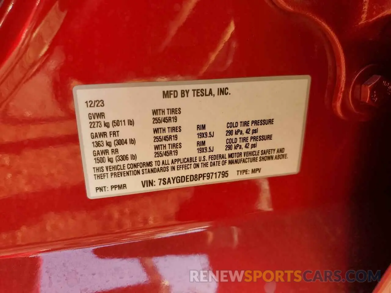 12 Photograph of a damaged car 7SAYGDED8PF971795 TESLA MODEL Y 2023