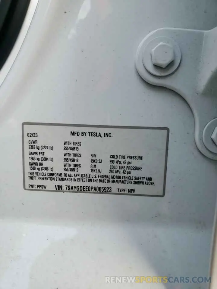 14 Photograph of a damaged car 7SAYGDEE0PA065923 TESLA MODEL Y 2023