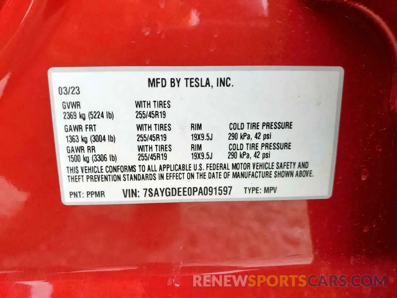 14 Photograph of a damaged car 7SAYGDEE0PA091597 TESLA MODEL Y 2023