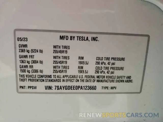12 Photograph of a damaged car 7SAYGDEE0PA123660 TESLA MODEL Y 2023