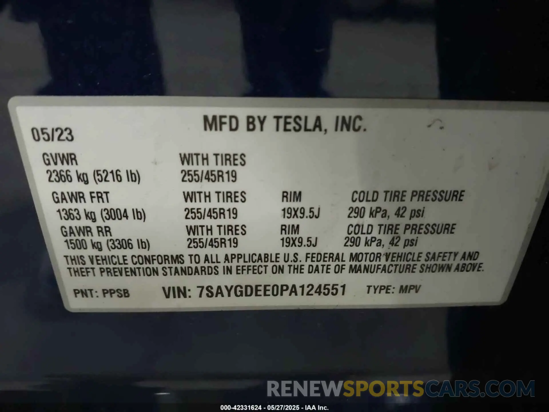 9 Photograph of a damaged car 7SAYGDEE0PA124551 TESLA MODEL Y 2023