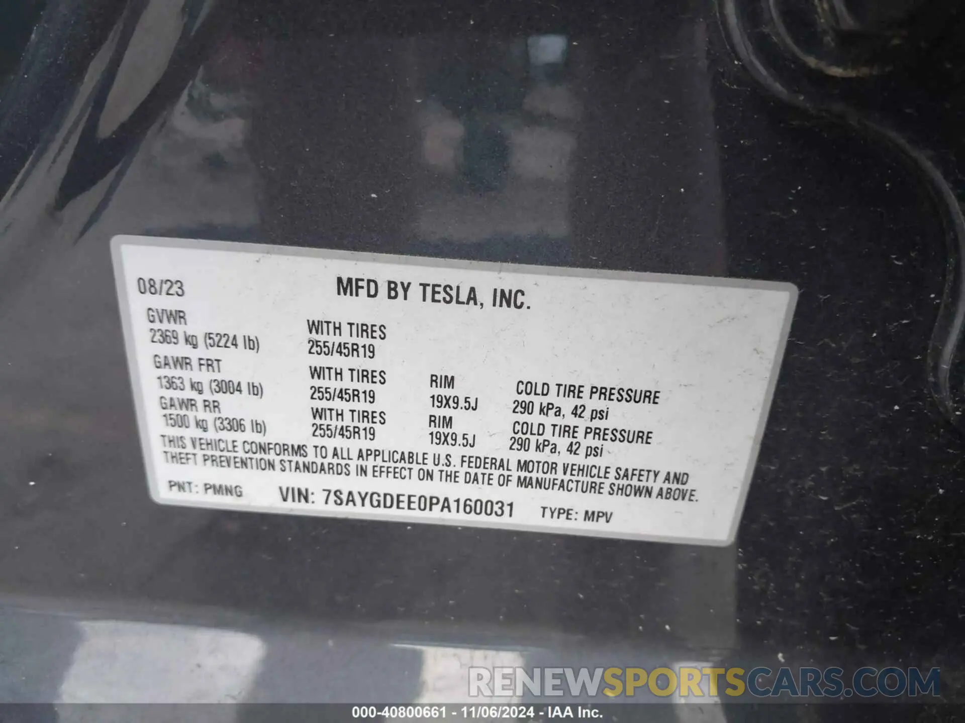 9 Photograph of a damaged car 7SAYGDEE0PA160031 TESLA MODEL Y 2023