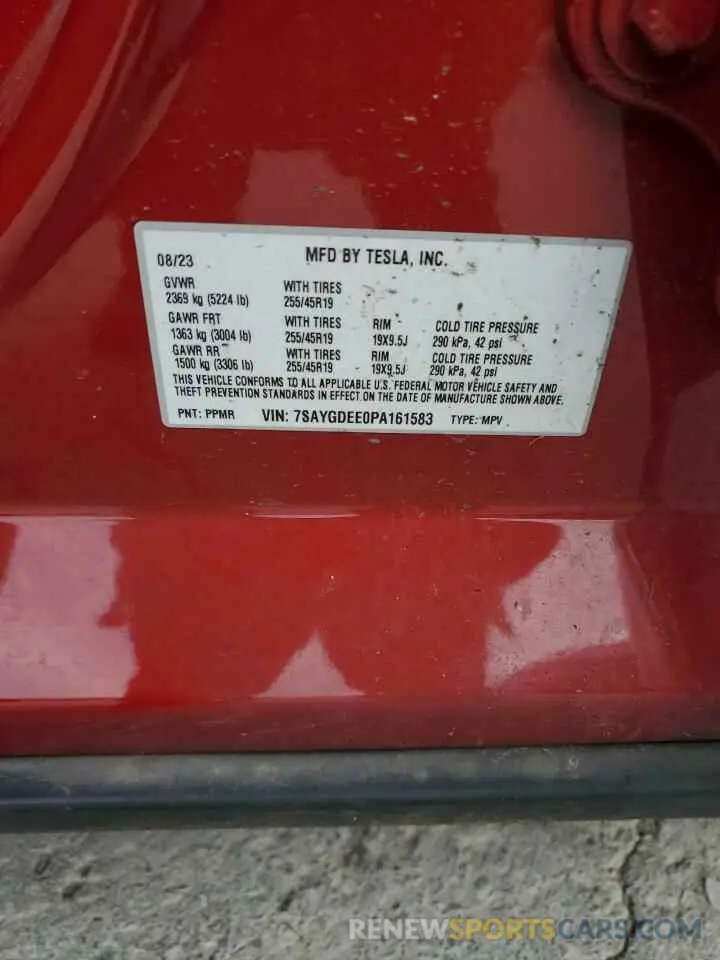 12 Photograph of a damaged car 7SAYGDEE0PA161583 TESLA MODEL Y 2023