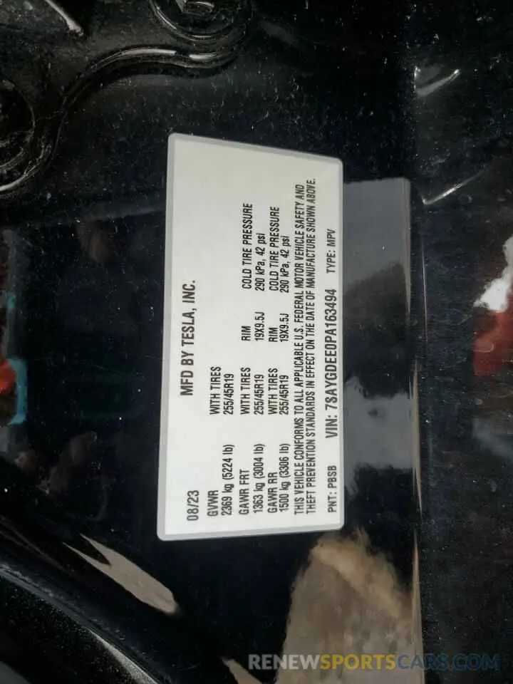 12 Photograph of a damaged car 7SAYGDEE0PA163494 TESLA MODEL Y 2023