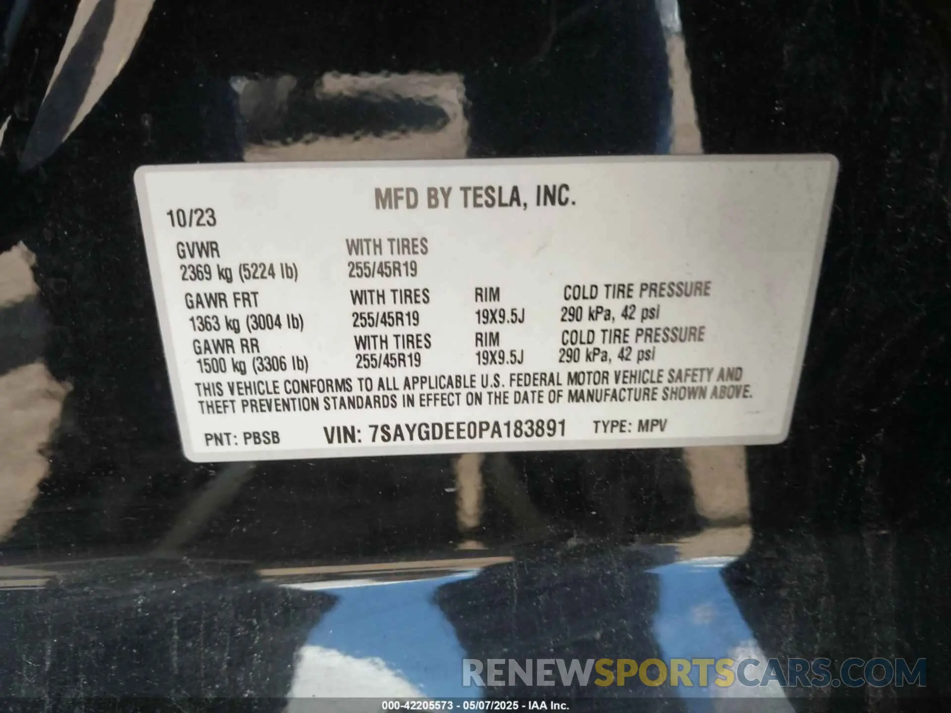 9 Photograph of a damaged car 7SAYGDEE0PA183891 TESLA MODEL Y 2023