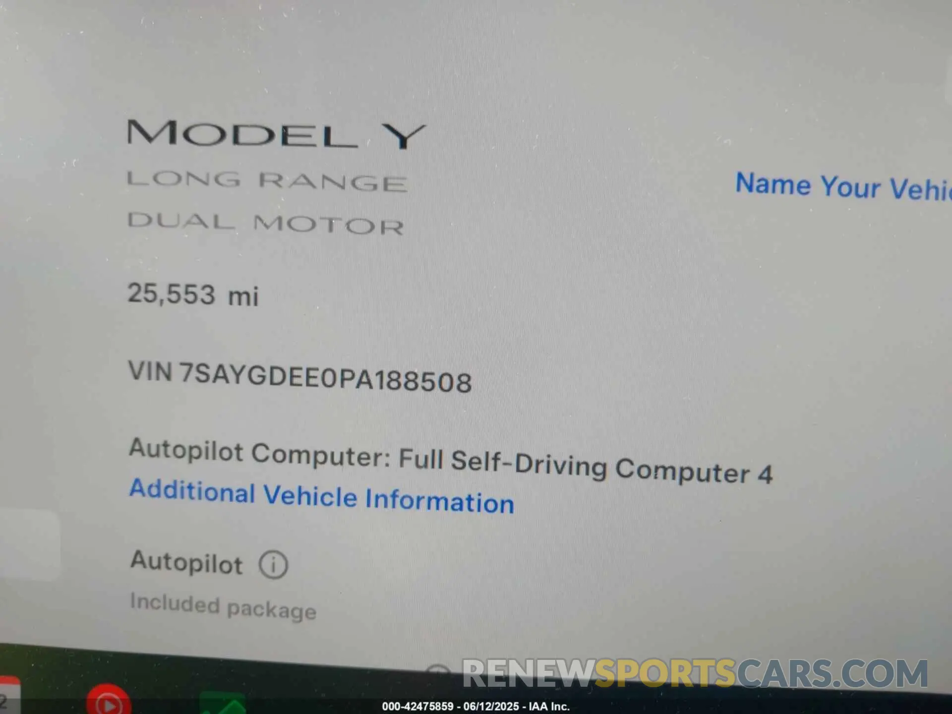 7 Photograph of a damaged car 7SAYGDEE0PA188508 TESLA MODEL Y 2023