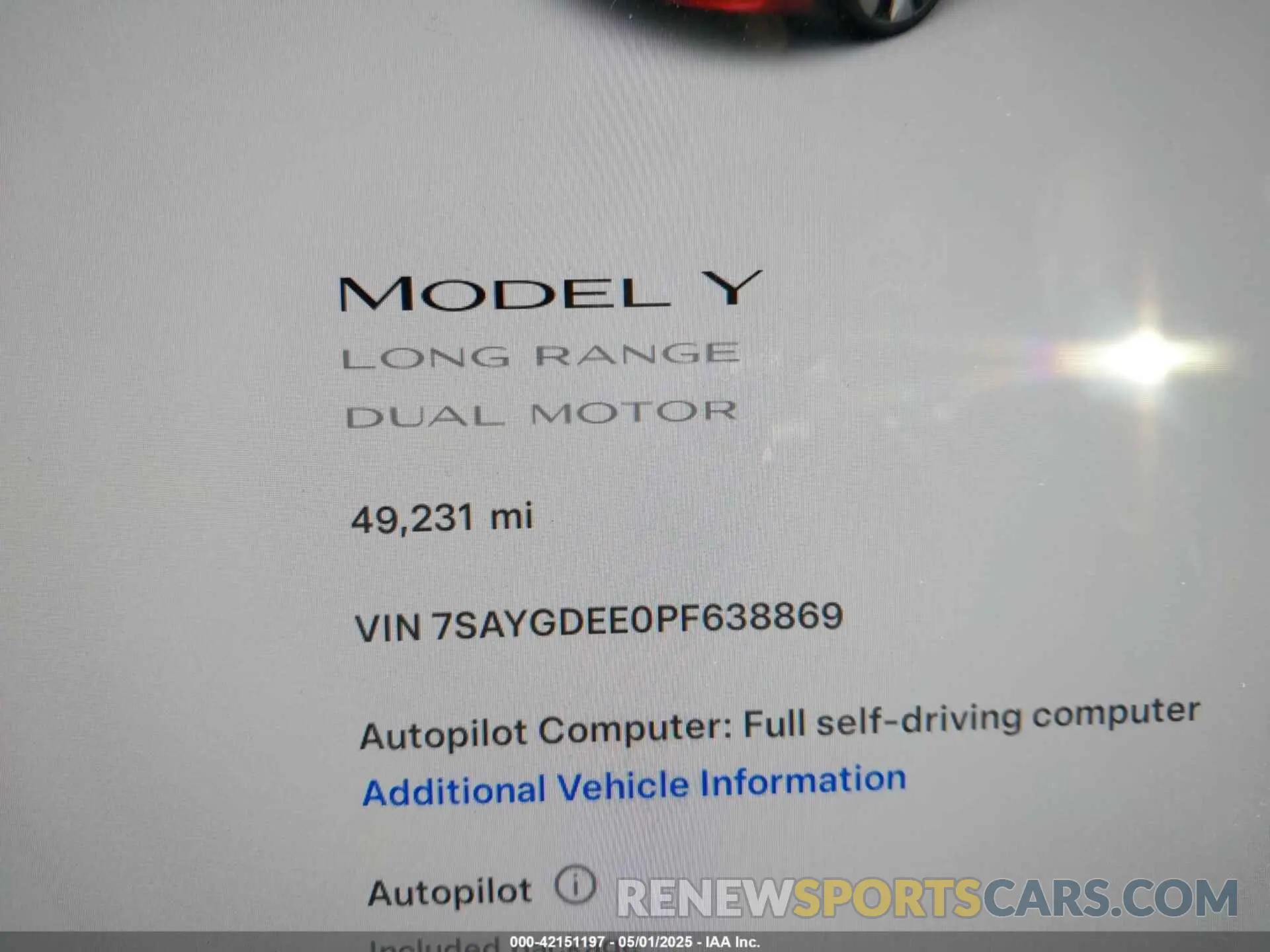 15 Photograph of a damaged car 7SAYGDEE0PF638869 TESLA MODEL Y 2023