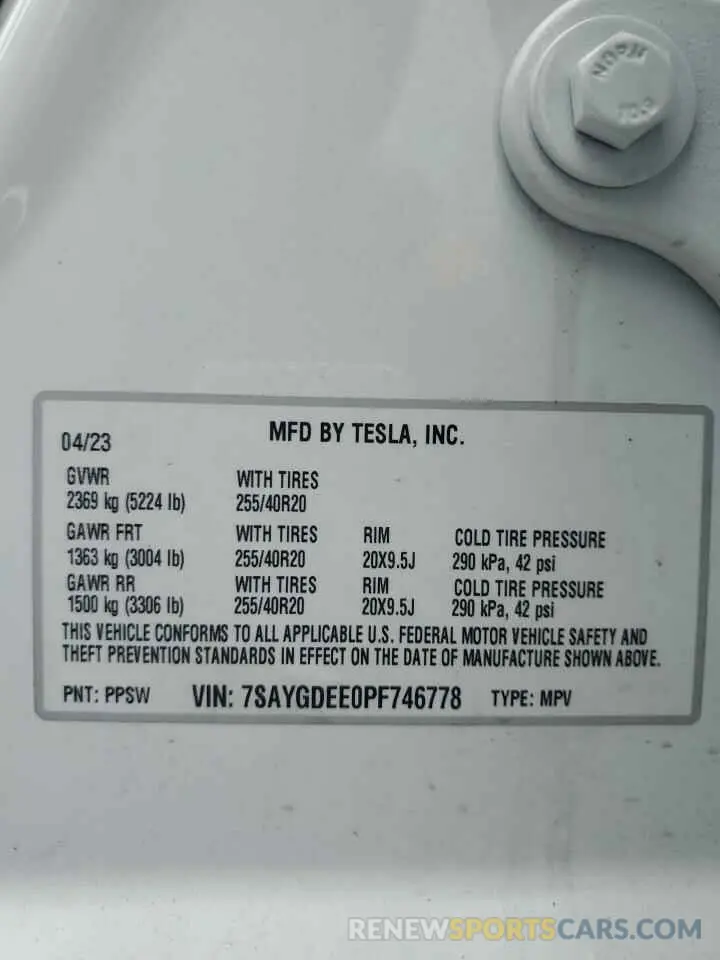 12 Photograph of a damaged car 7SAYGDEE0PF746778 TESLA MODEL Y 2023