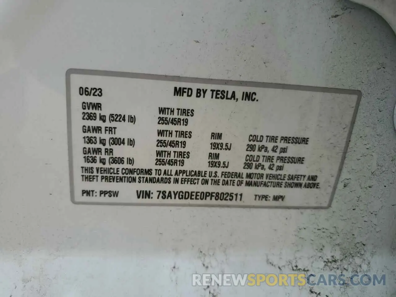 13 Photograph of a damaged car 7SAYGDEE0PF802511 TESLA MODEL Y 2023