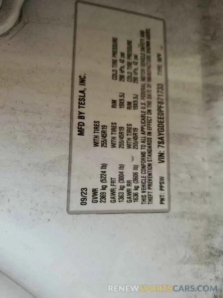 12 Photograph of a damaged car 7SAYGDEE0PF871733 TESLA MODEL Y 2023