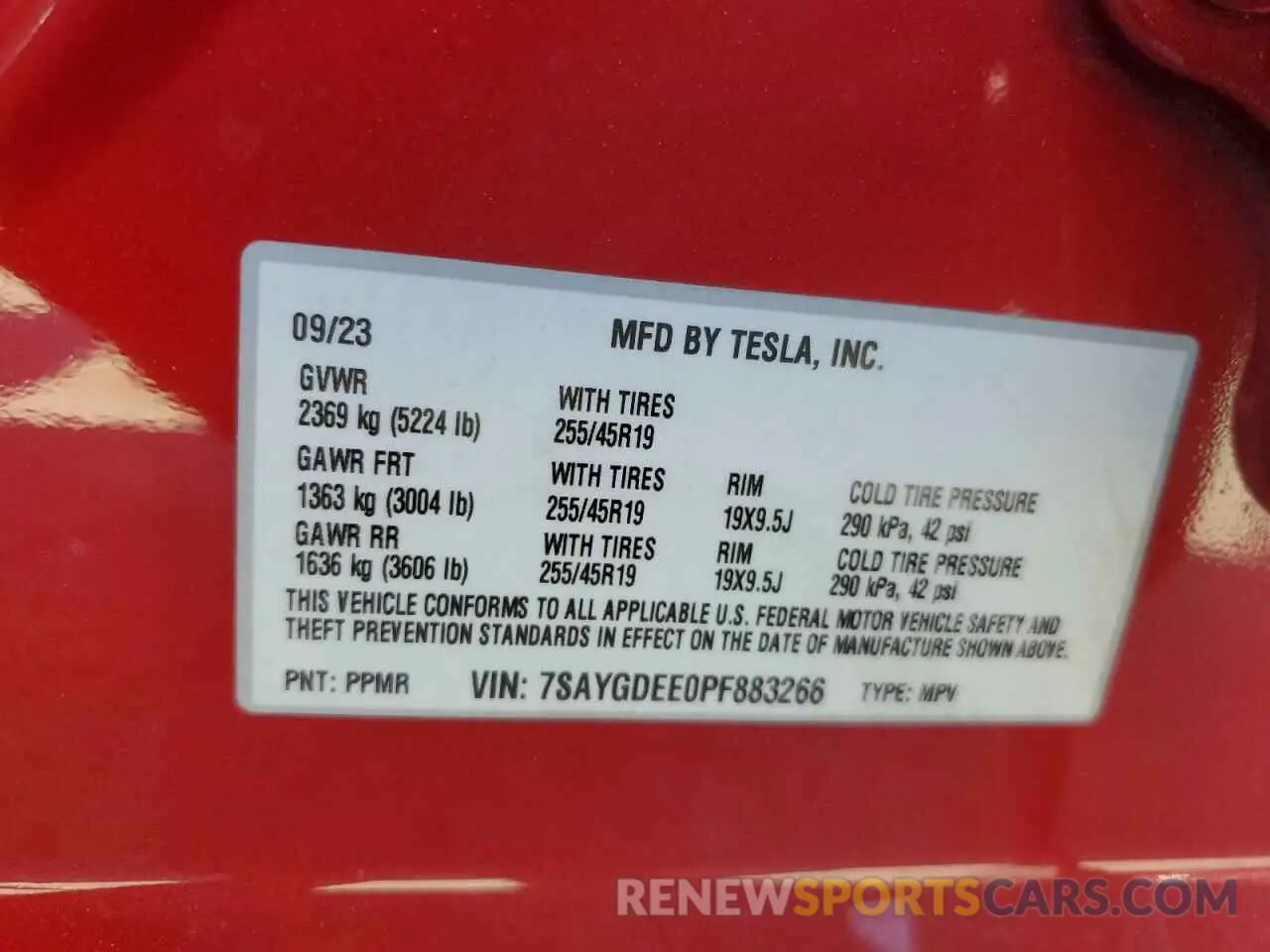 13 Photograph of a damaged car 7SAYGDEE0PF883266 TESLA MODEL Y 2023