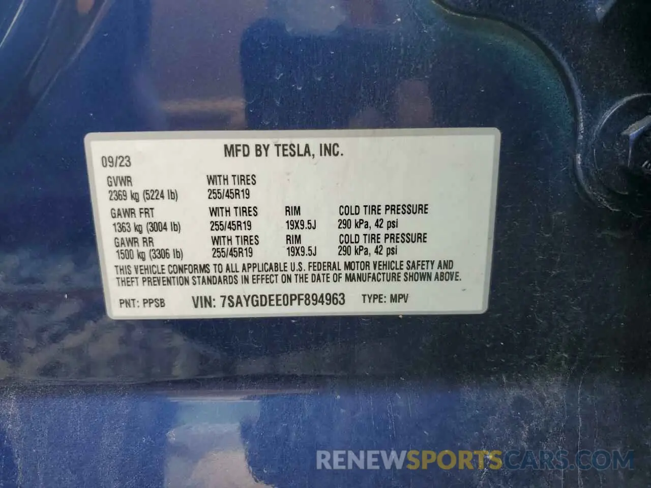 13 Photograph of a damaged car 7SAYGDEE0PF894963 TESLA MODEL Y 2023