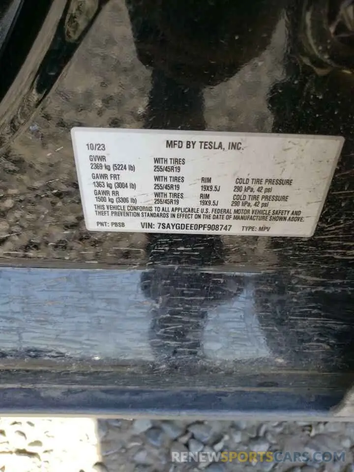 13 Photograph of a damaged car 7SAYGDEE0PF908747 TESLA MODEL Y 2023