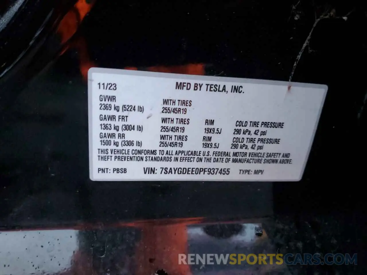 14 Photograph of a damaged car 7SAYGDEE0PF937455 TESLA MODEL Y 2023