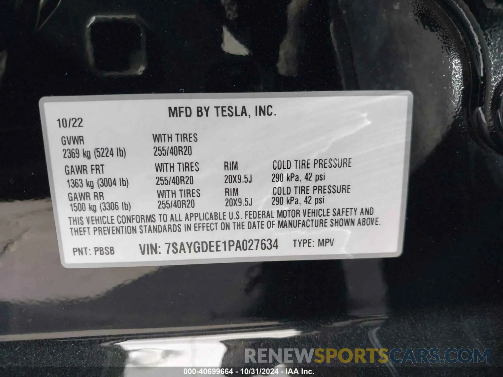 9 Photograph of a damaged car 7SAYGDEE1PA027634 TESLA MODEL Y 2023