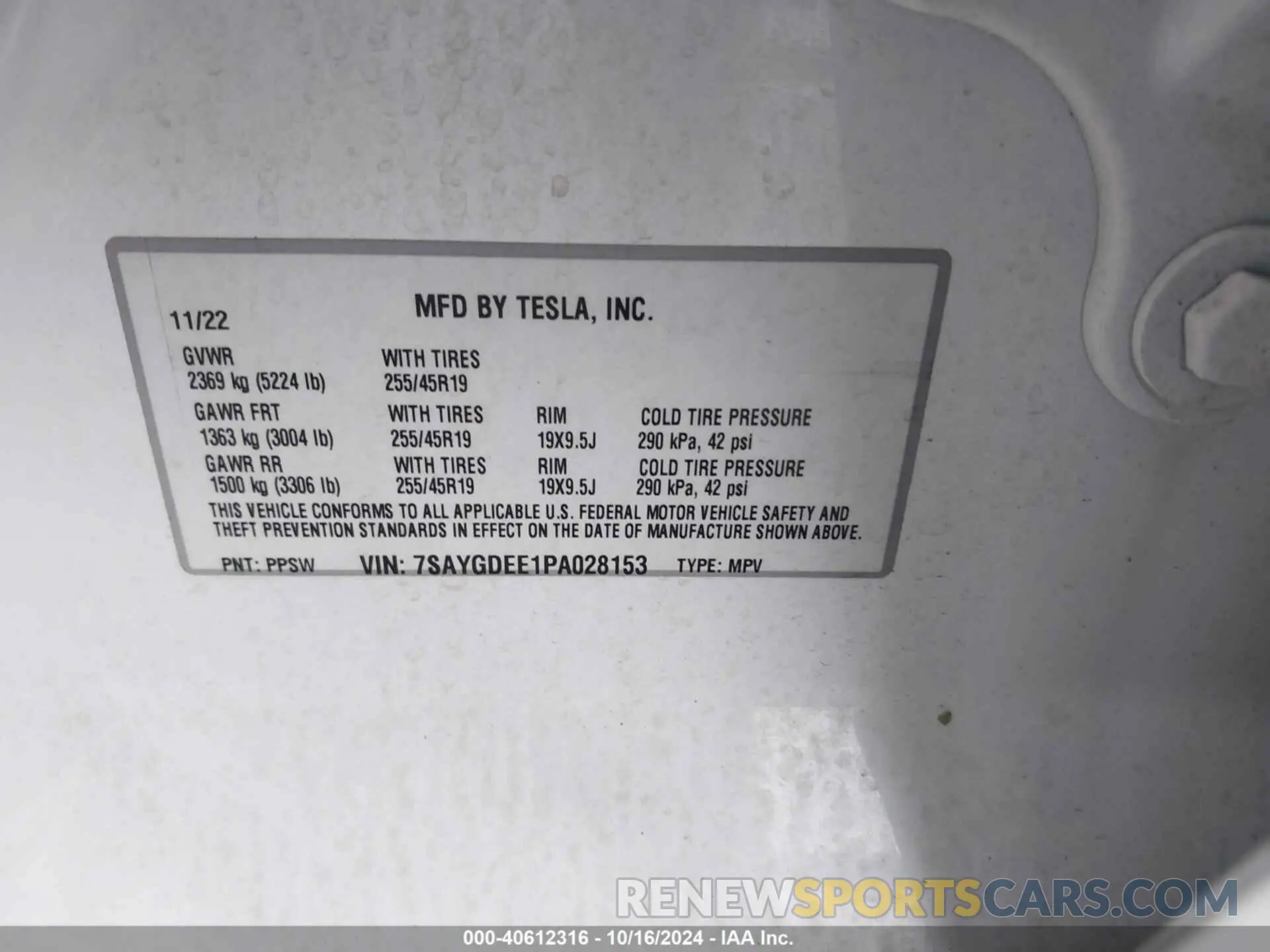 9 Photograph of a damaged car 7SAYGDEE1PA028153 TESLA MODEL Y 2023