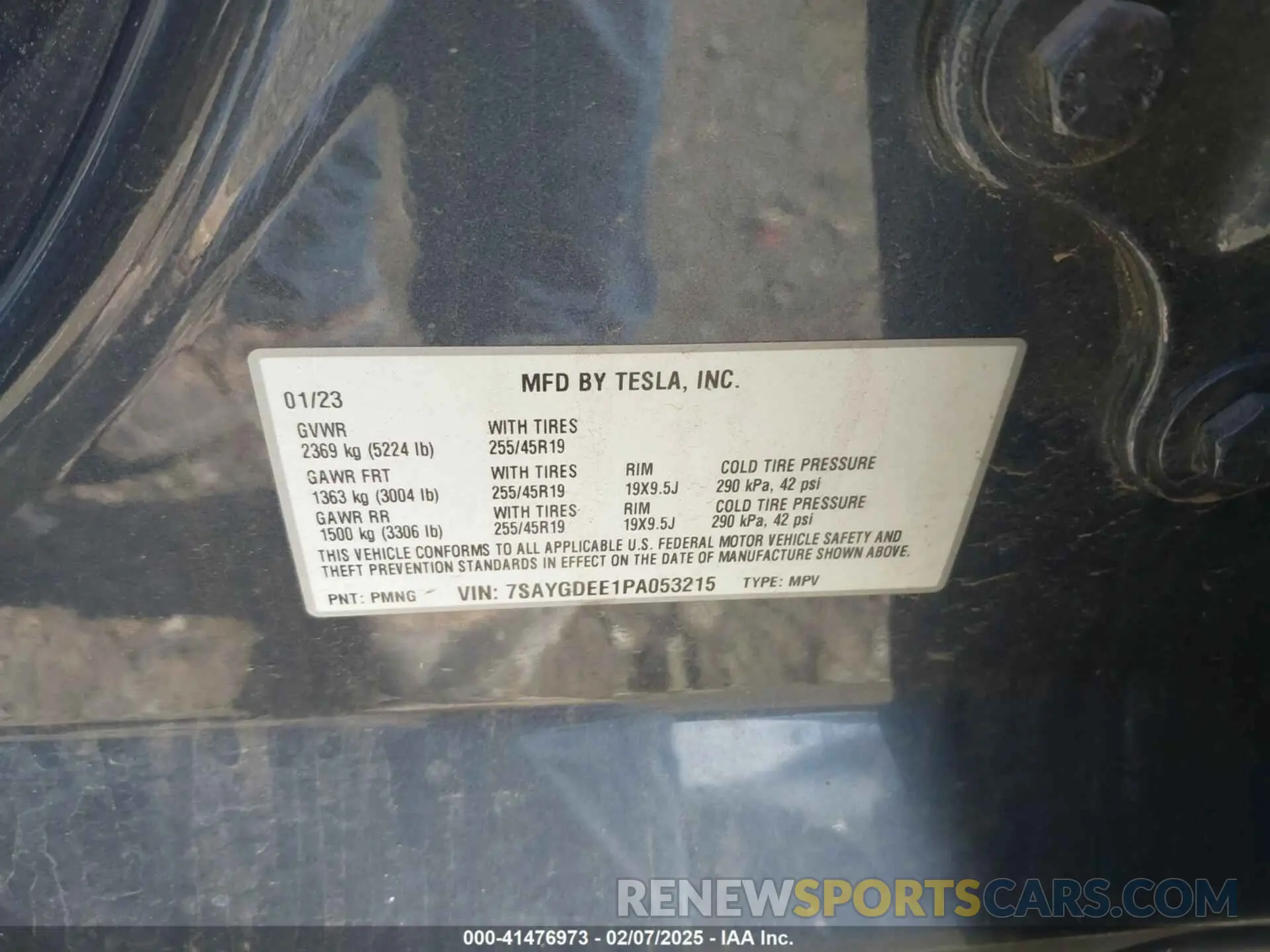 9 Photograph of a damaged car 7SAYGDEE1PA053215 TESLA MODEL Y 2023