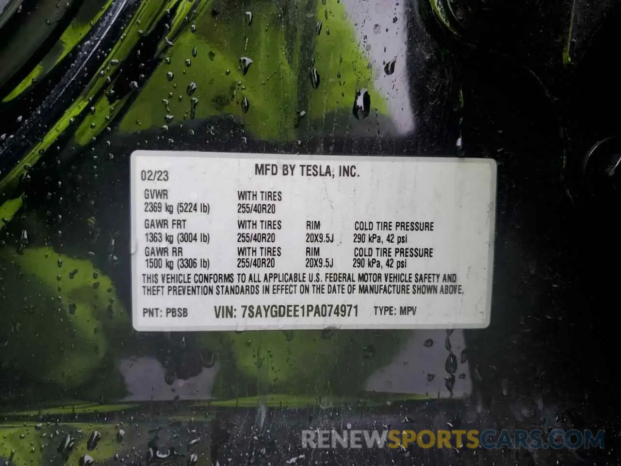 14 Photograph of a damaged car 7SAYGDEE1PA074971 TESLA MODEL Y 2023