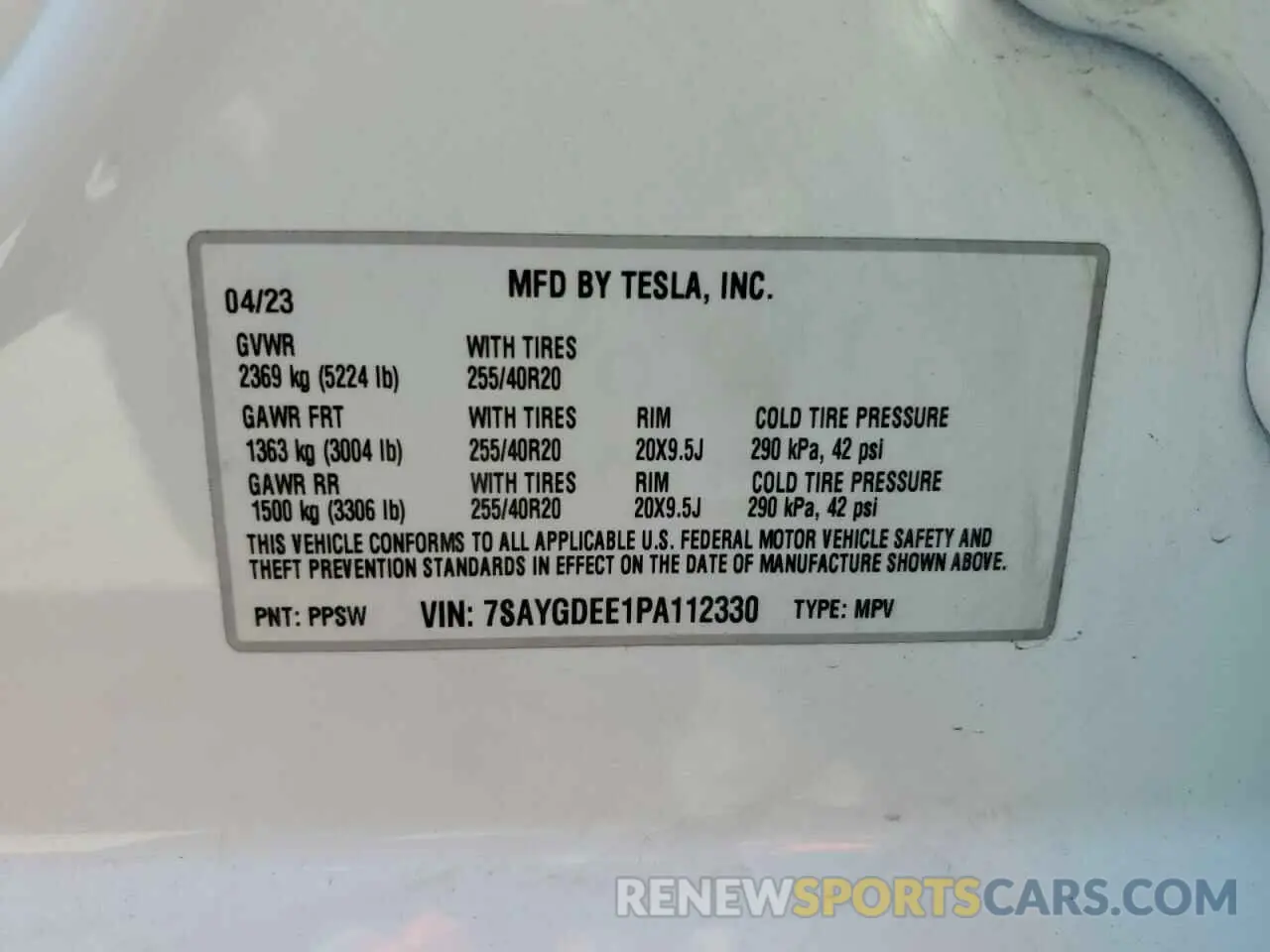 14 Photograph of a damaged car 7SAYGDEE1PA112330 TESLA MODEL Y 2023
